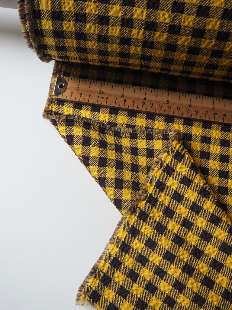 Yellow Gingham Waffled Crepe