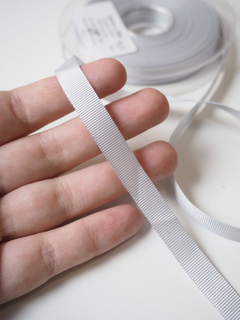 Silver Blue Grosgrain Ribbon 10mm