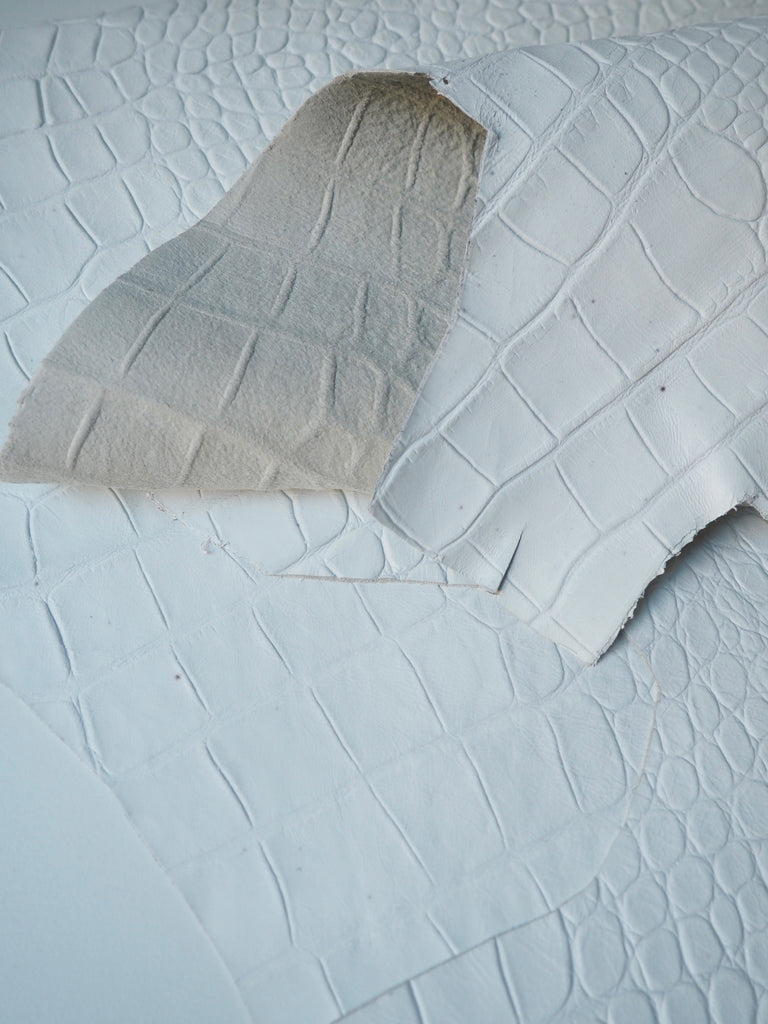 White Embossed Crocodile Calfskin