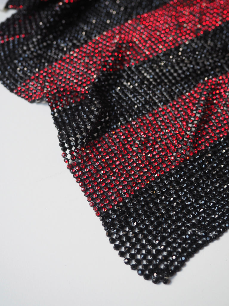 Black + Red Stripe Crystal Chainmail