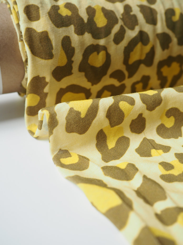 Yellow Leopard Cotton T-shirt Jersey