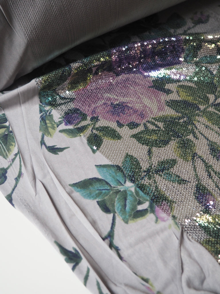 Purple Rose Silver Sequin Printed Jersey