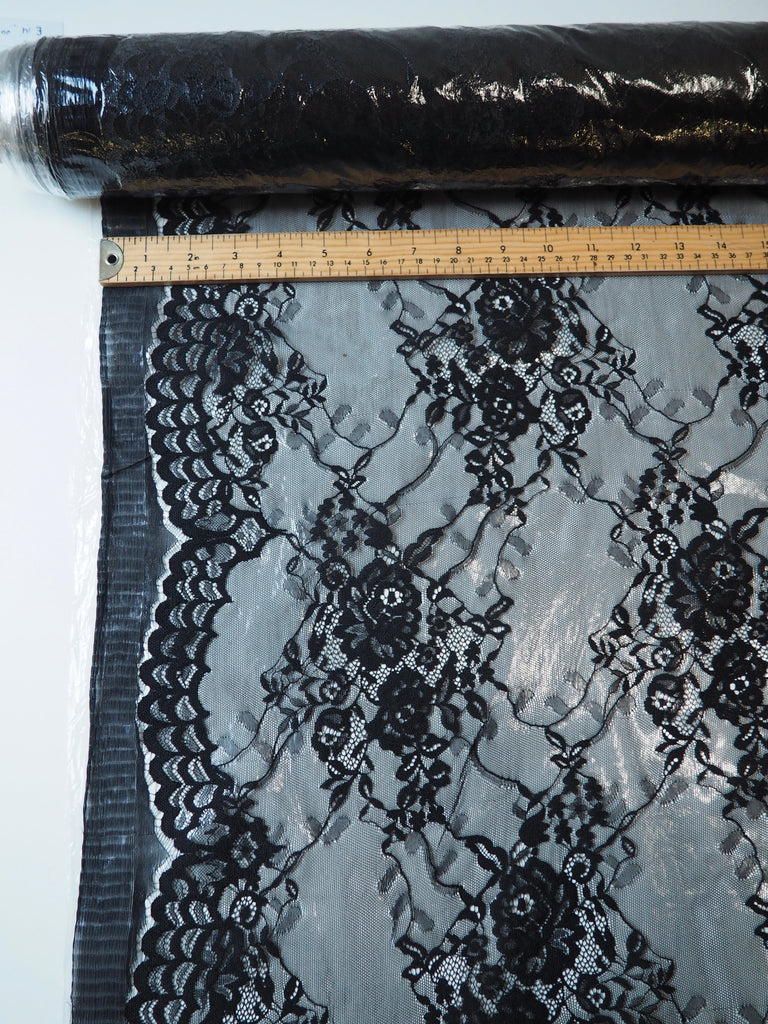 Black Plastic-Backed Scallop Lace