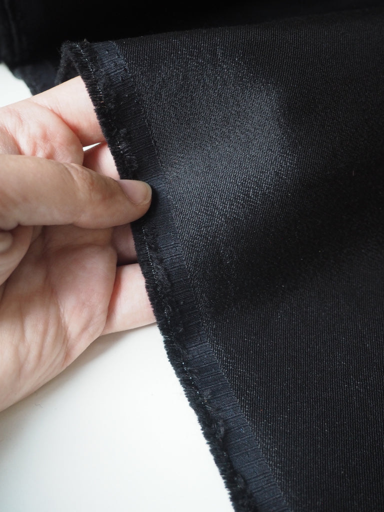 Black Satin Wool Twill