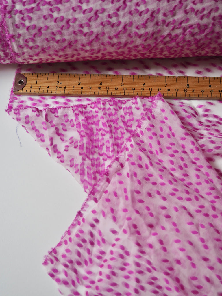 Magenta Spotted Silk Jacquard Chiffon