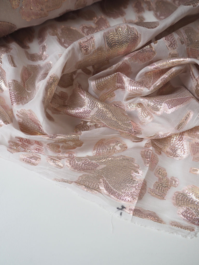 Pink + Gold Lurex Brocade Organza