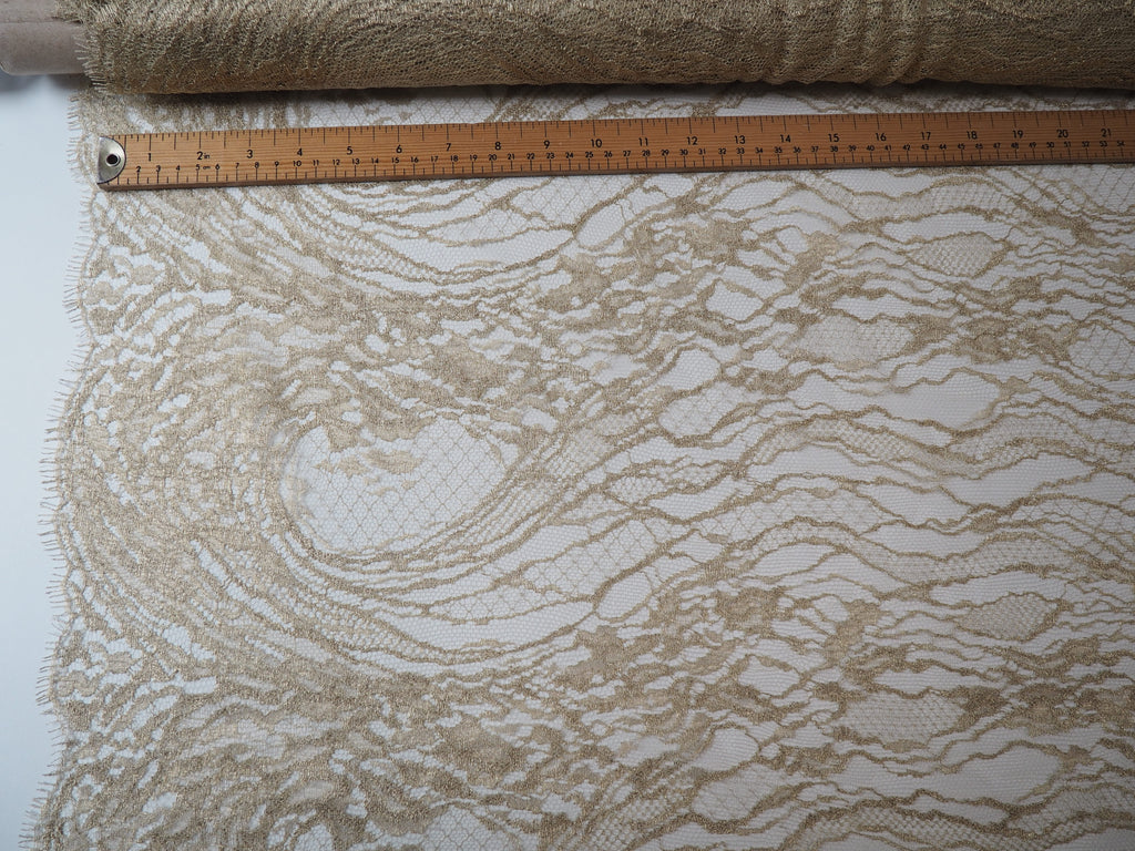 Golden Swirls Scalloped Lurex Lace