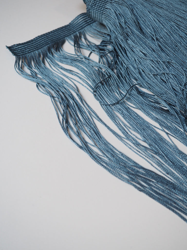 Storm Blue Chainette Viscose Fringe 47cm