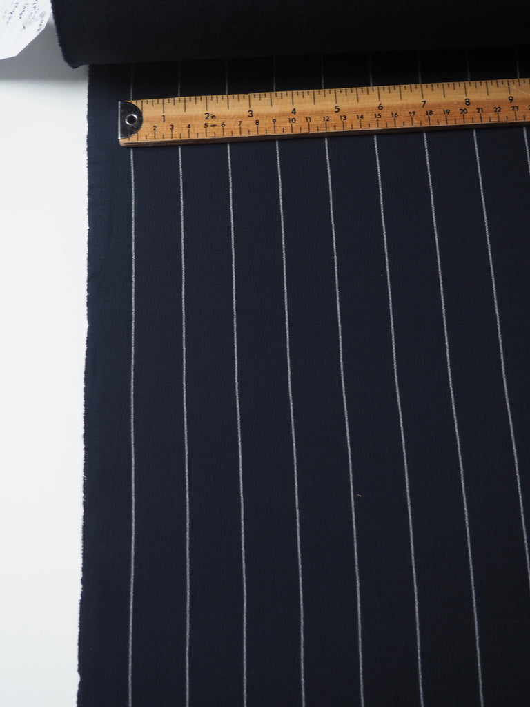 Navy Chalk Pinstripe Crepe