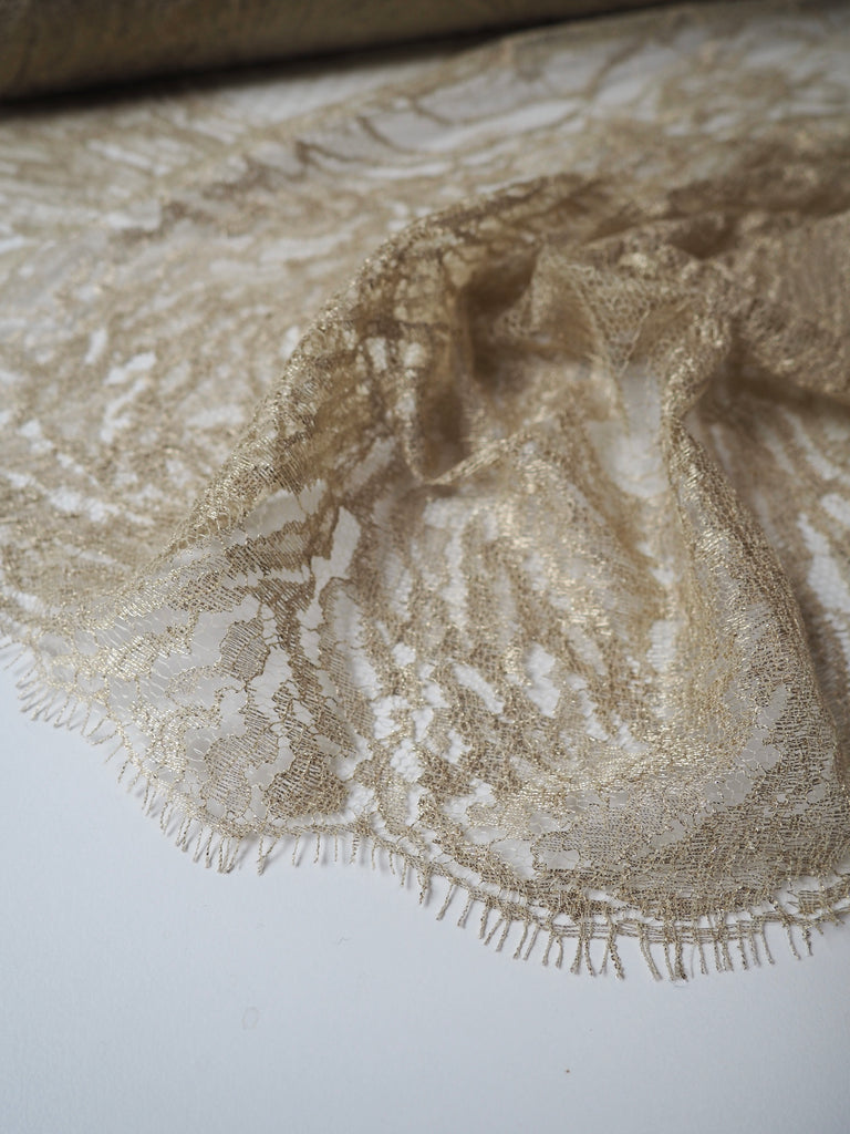 Golden Swirls Scalloped Lurex Lace