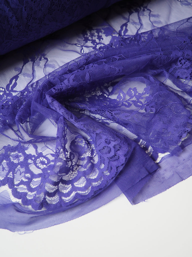 Violet Floral Motif Scallop Lace