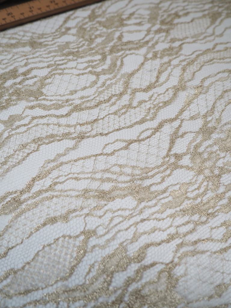 Golden Swirls Scalloped Lurex Lace