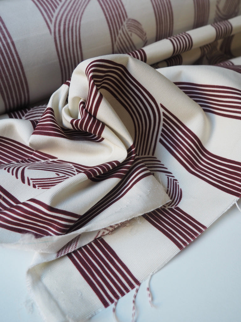 Burgundy Knotted Stripe Viscose Faille