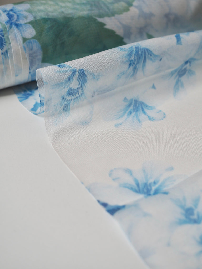 Pale Blue Blossom Chiffon