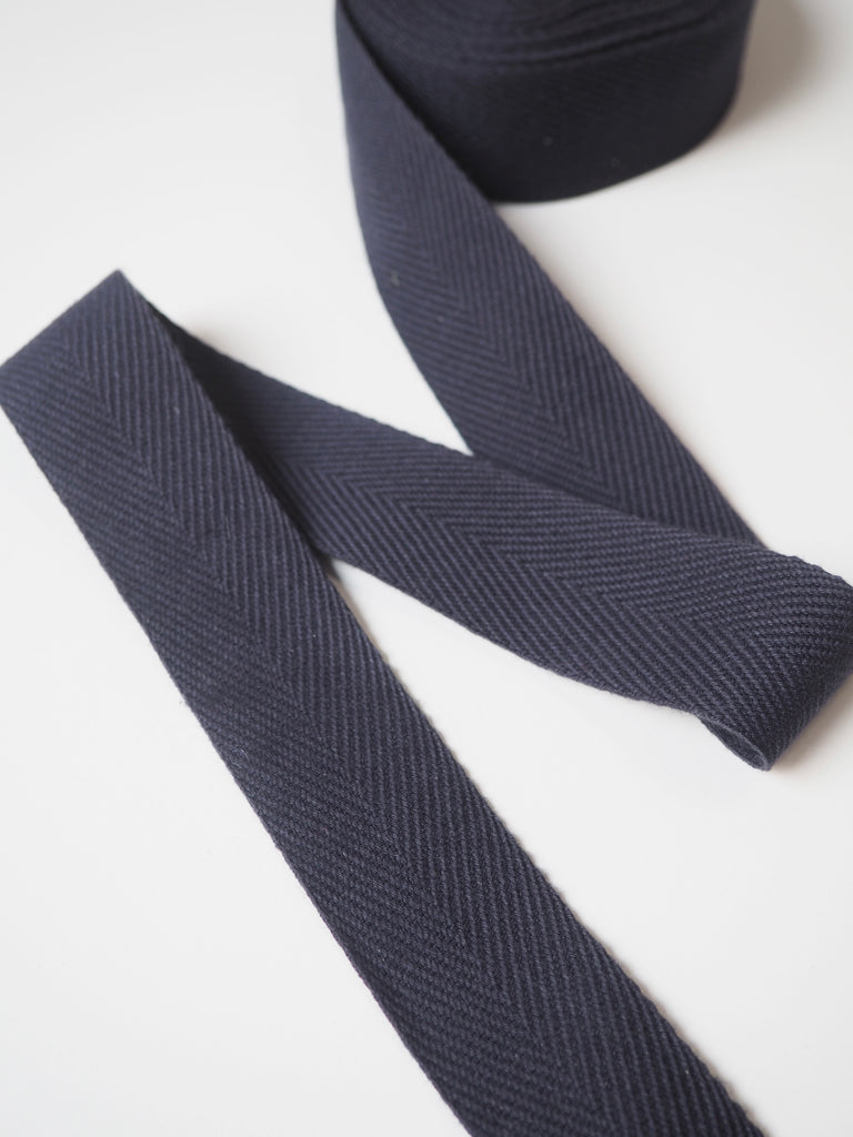 Navy Cotton Herringbone Webbing 30mm