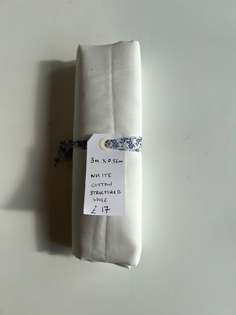 White Cotton Structured Voile Remnant