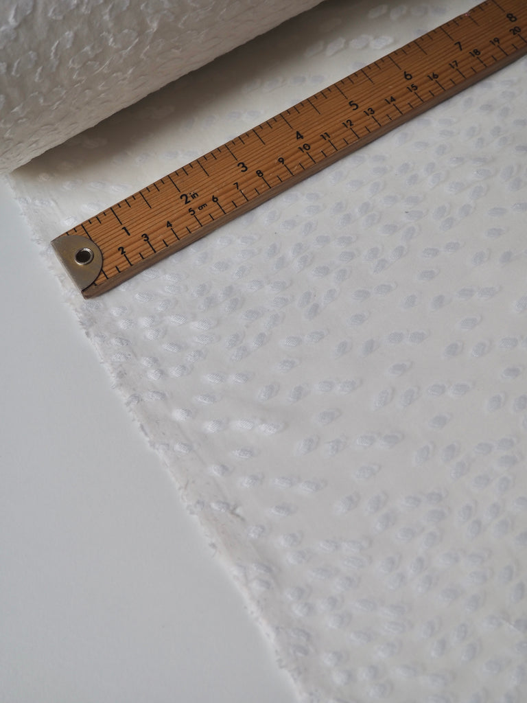 White Spotted Silk Jacquard Chiffon
