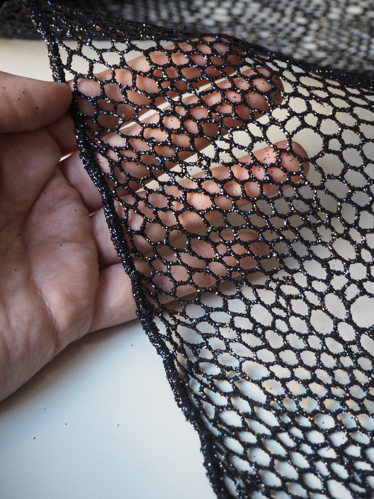 Black Bubble Glitter Guipure Lace