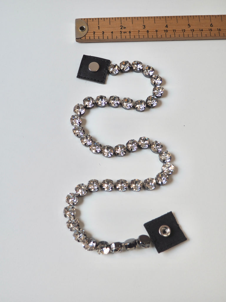 Crystal + Black Leather 1 Strand Accessory