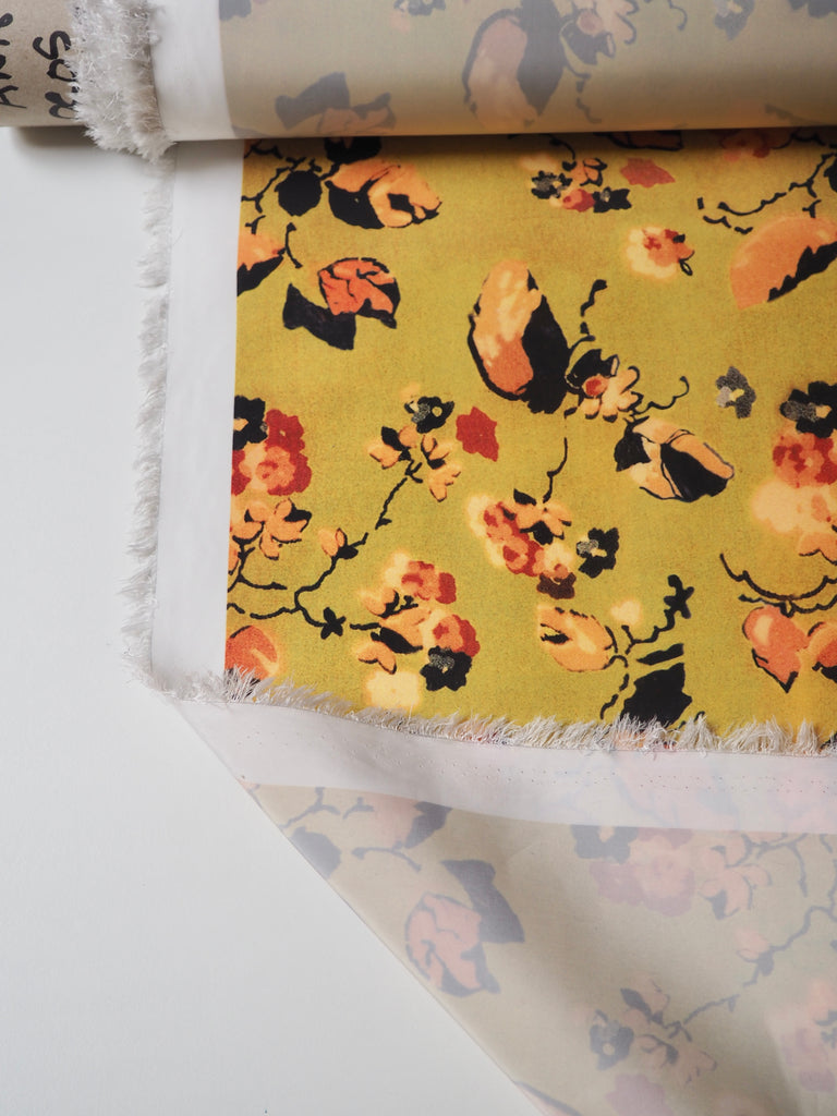 Yellow Floral Nylon Windbreaker