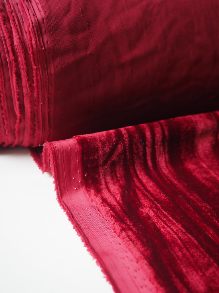 Red Plisse Micro Velvet