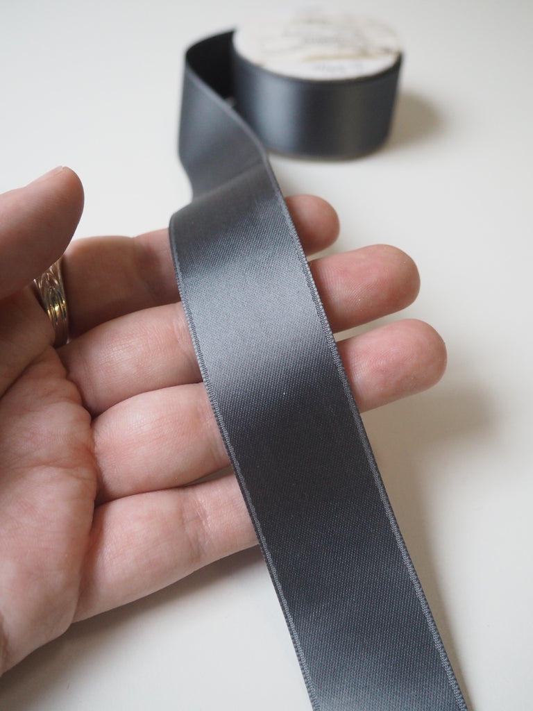 Grey Double Faced Satin Ribbon 25mm