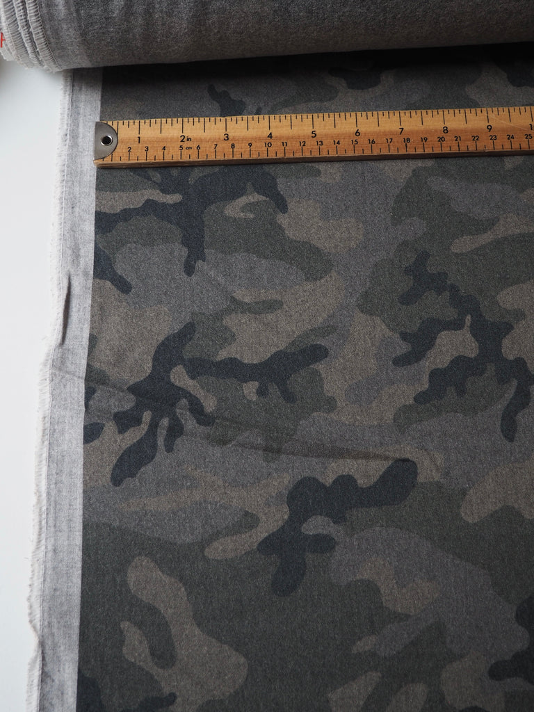 Green Camouflage Wool Flannel