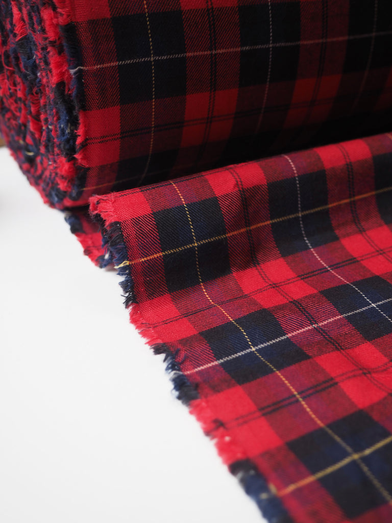 Red + Blue Check Cotton Twill