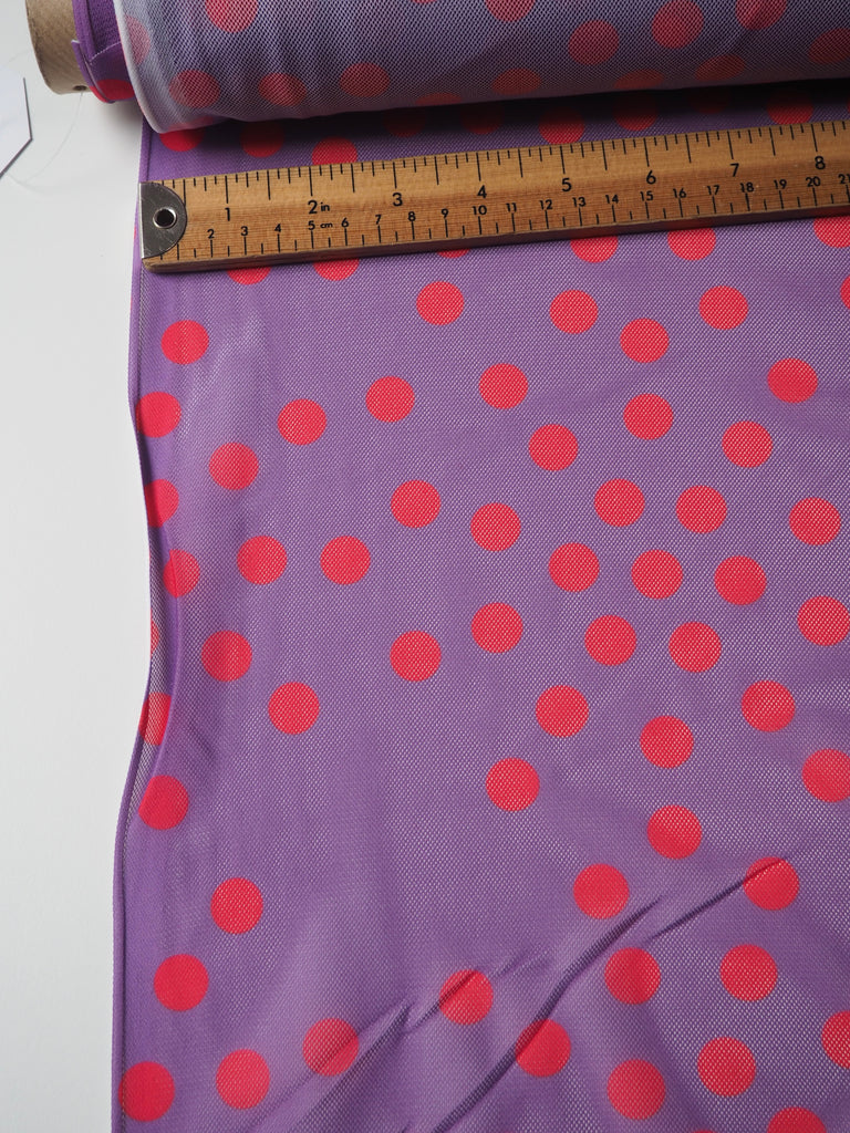 Red + Purple Polka Dot Stretch Mesh