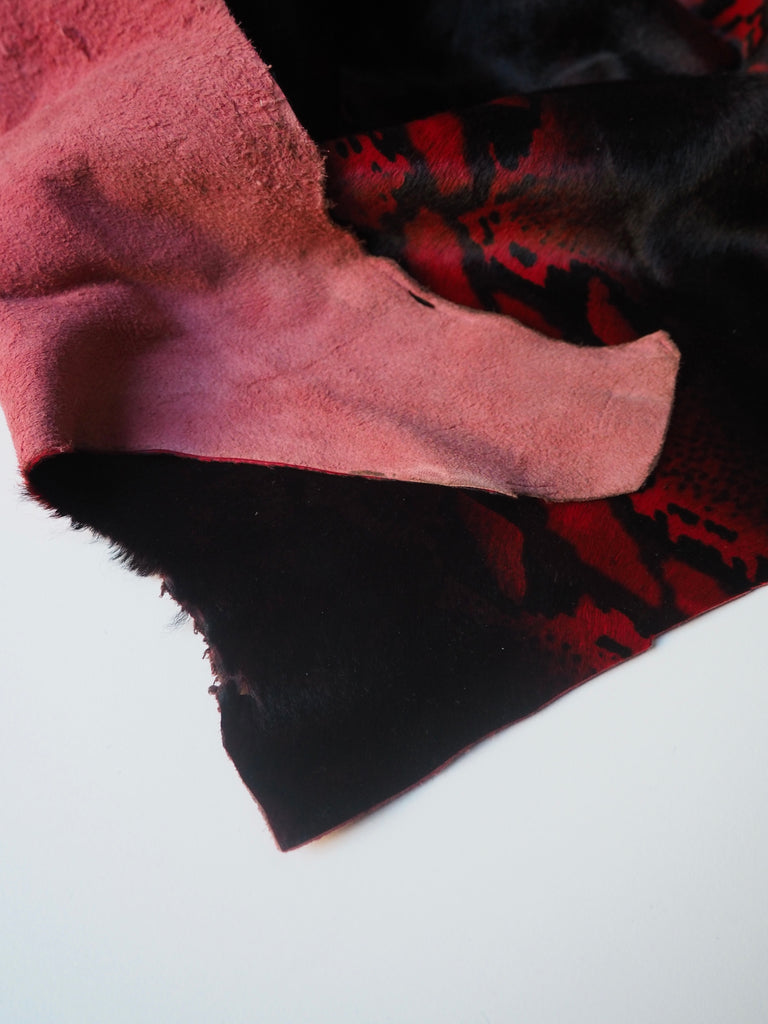 Snakeskin Red + Black Print Calfskin