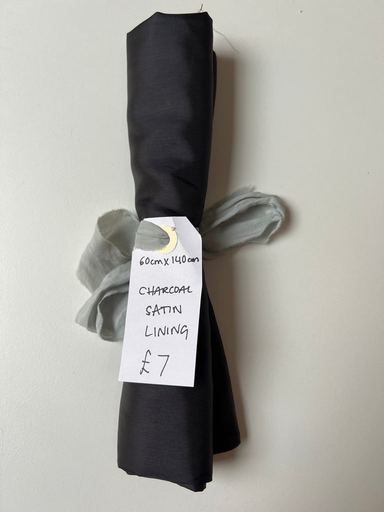 Charcoal Satin Lining Remnant