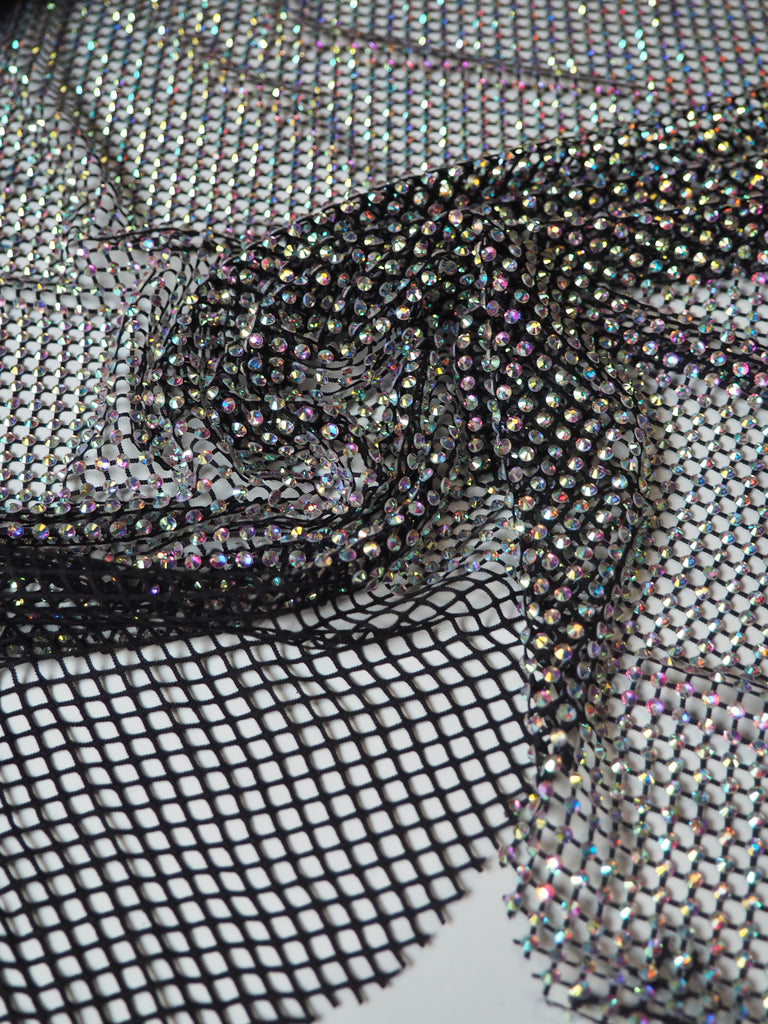 Black Iridescent Crystal Fishnet