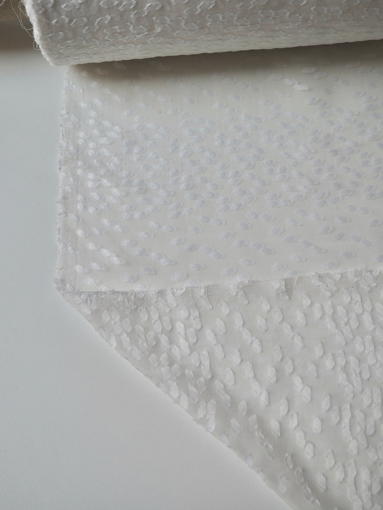 White Spotted Silk Jacquard Chiffon