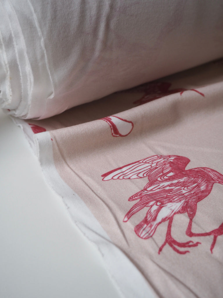 Pink Spoonbill Organic Cotton Interlock Jersey