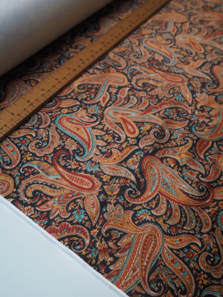 Orange Paisley Heavy Satin