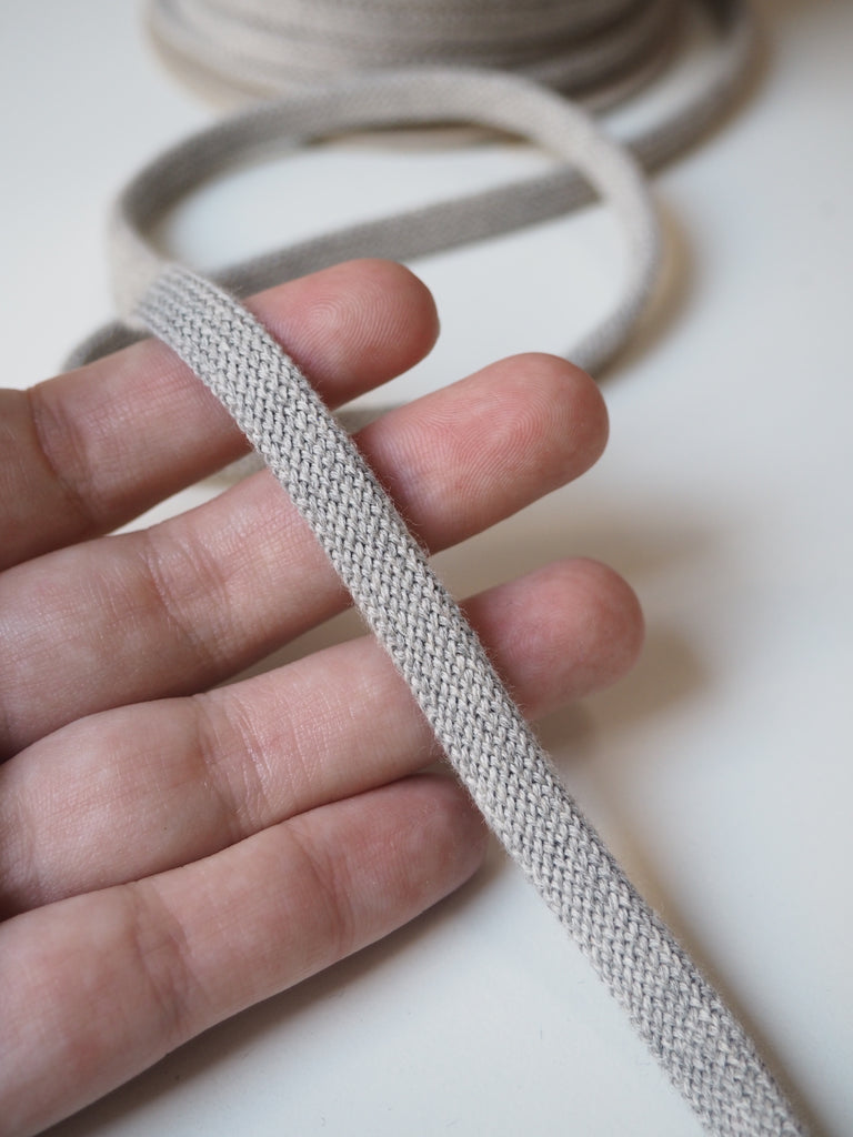 Grey Flat Braided Cotton Cord 10mm