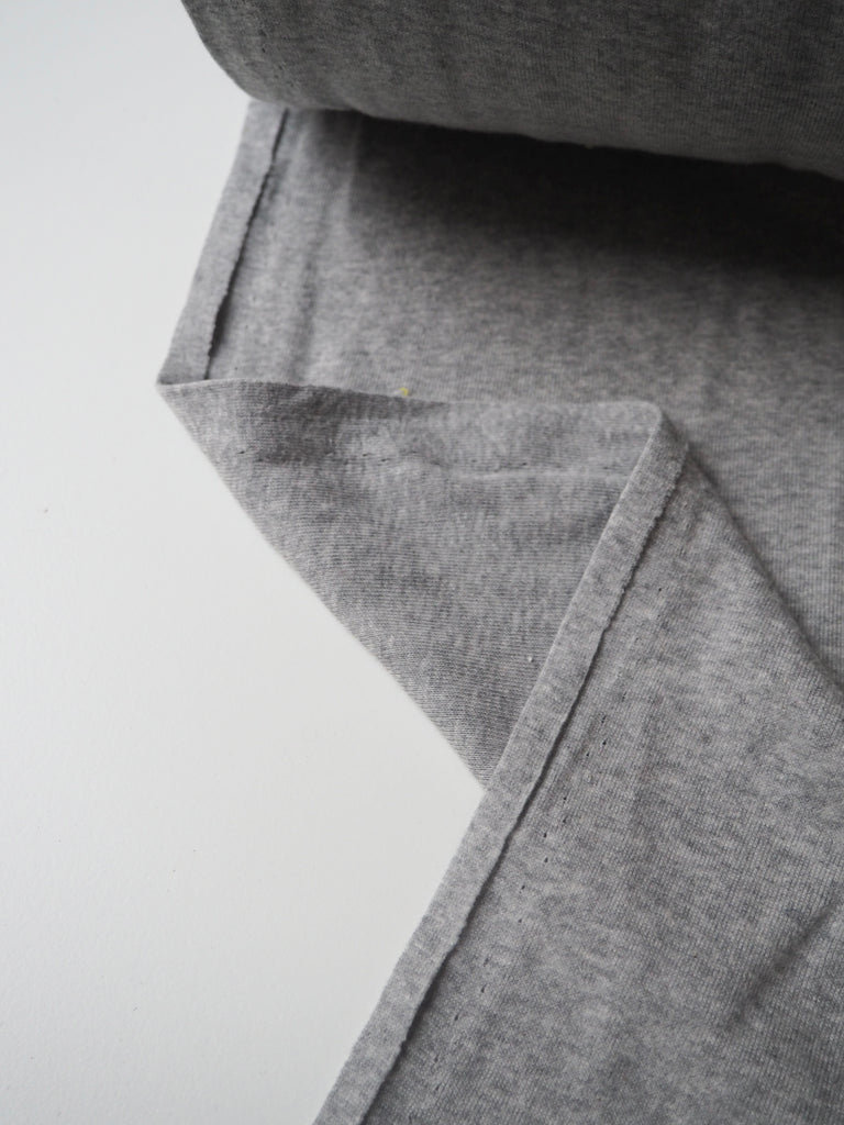 Grey Cotton 1x1 Rib Jersey