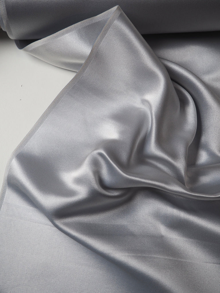 Dusky Blue Silk Double Duchess Satin