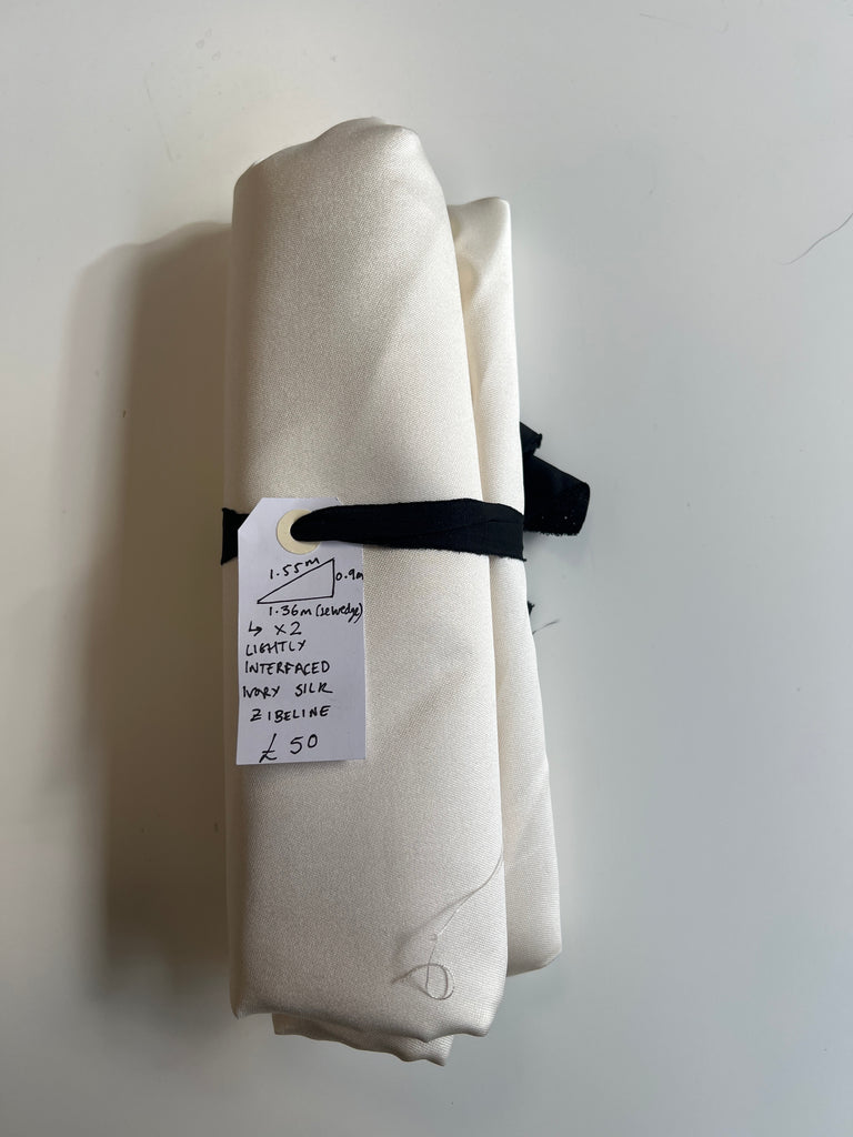 Lightly Interfaced Ivory Silk Zibeline Remnant