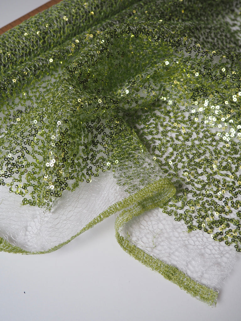 Lime Sequined Netting