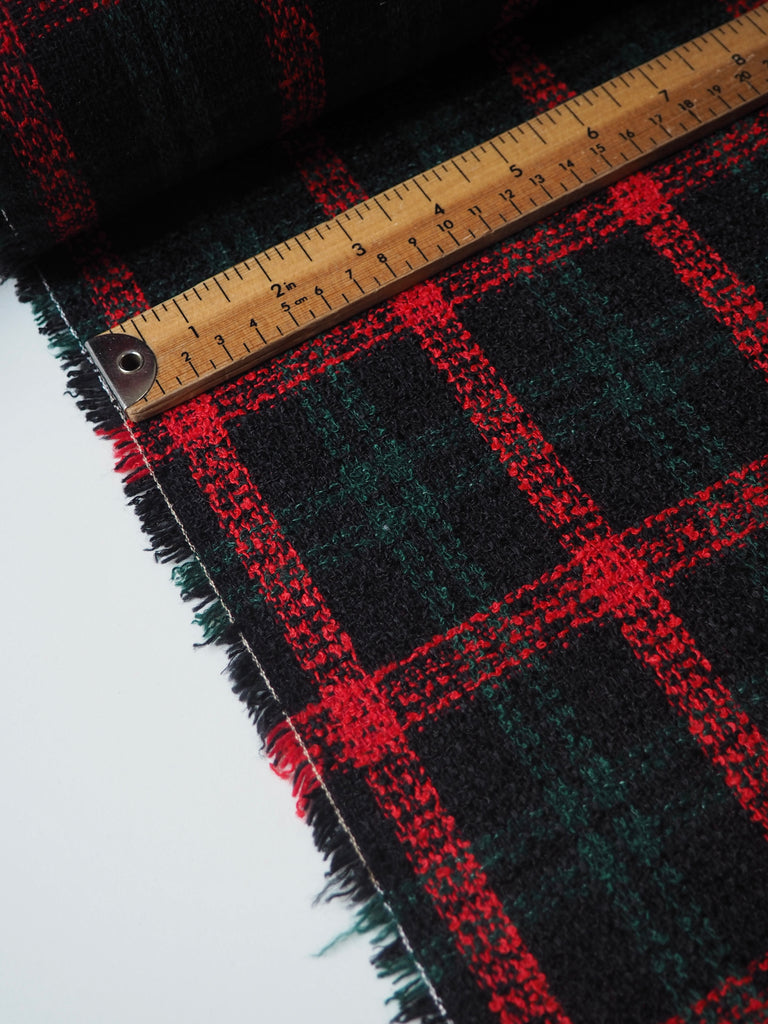 Red + Green Check Wool Blend Tweed