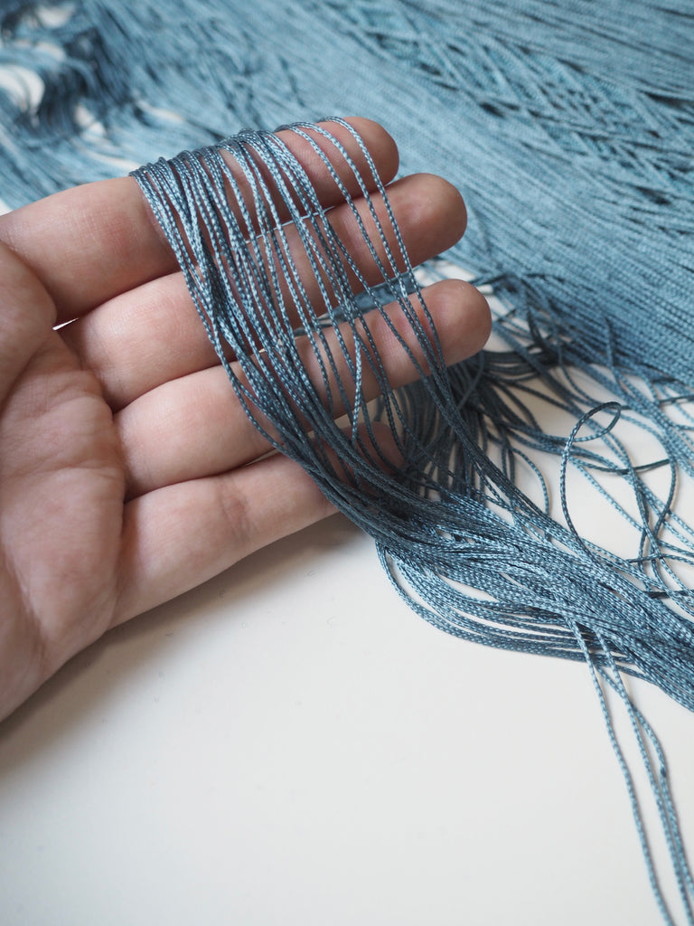 Storm Blue Chainette Viscose Fringe 47cm