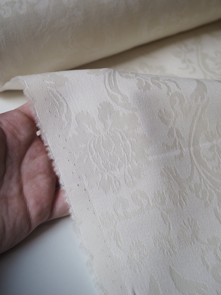 Ivory Damask Wool + Cotton Jacquard