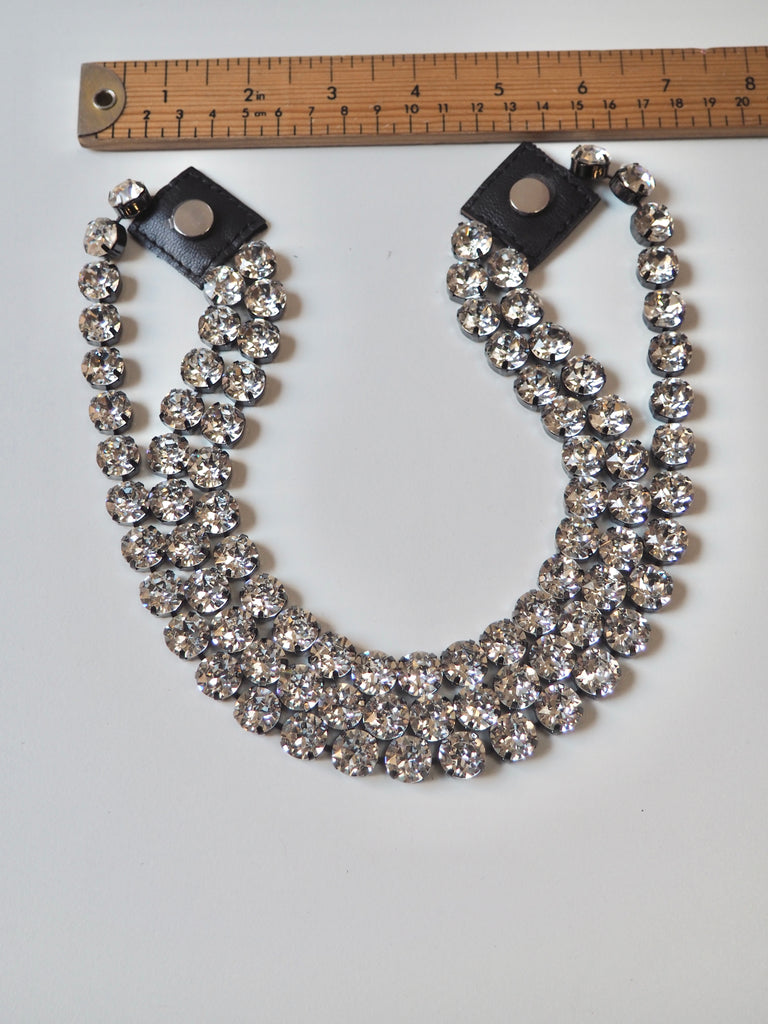 Crystal + Black Leather 3 Strand Accessory