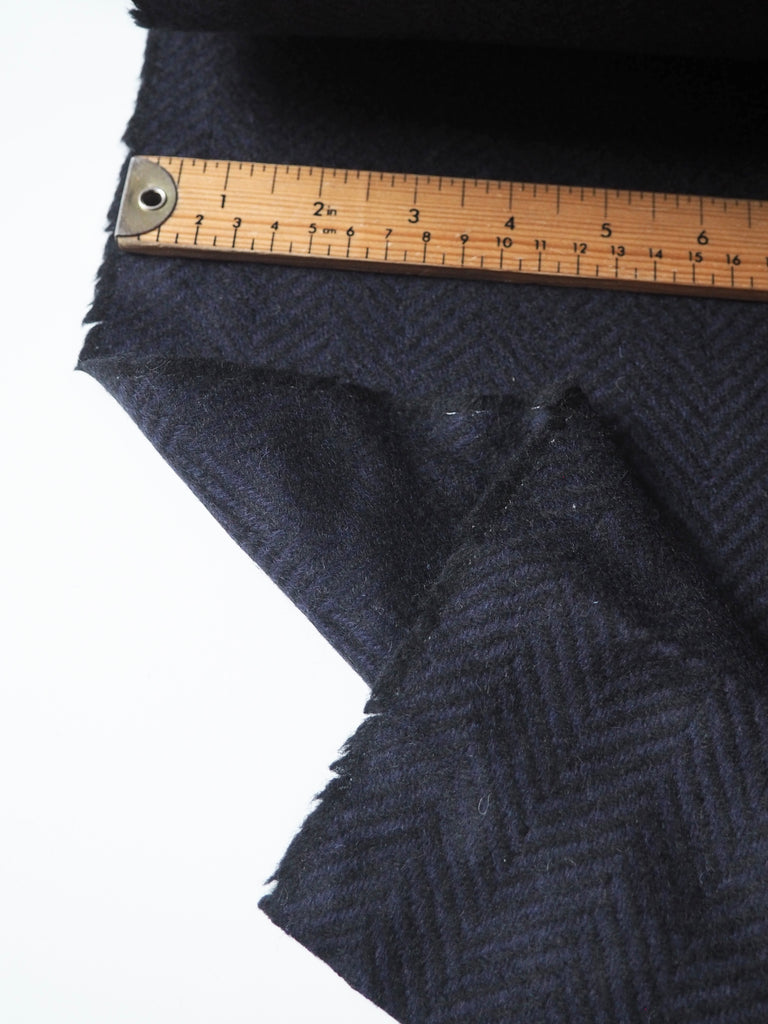 Indigo + Black Herringbone Wool Coating