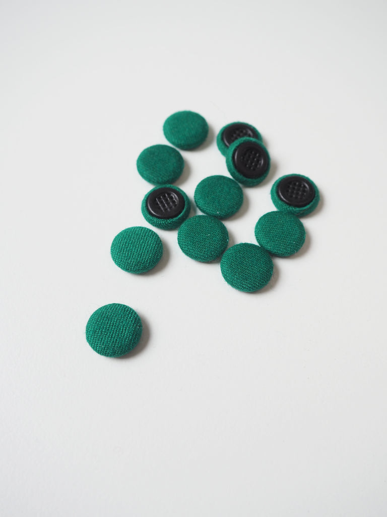 Emerald Wool Twill Covered Buttons 13mm