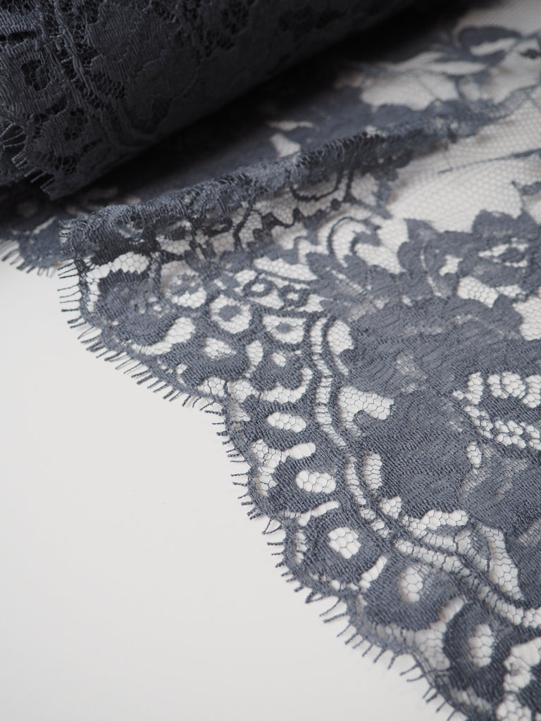 Grey Bloom Scallop Lace