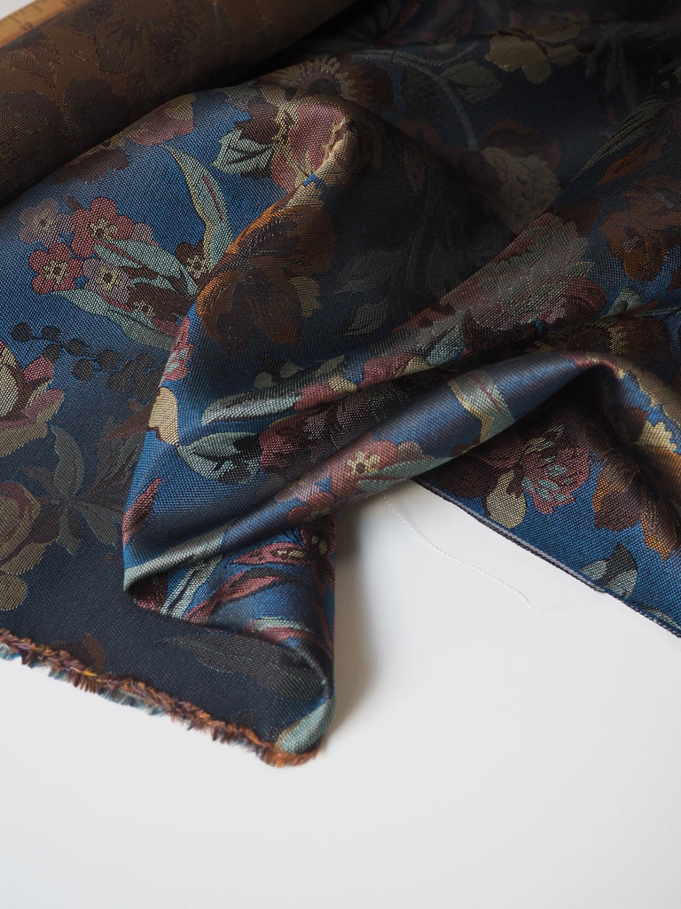 Liberty Deep Blue Floral Silk Jacquard