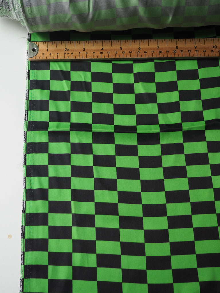 Lime Checkerboard Cotton Sateen