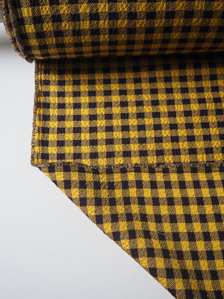 Yellow Gingham Waffled Crepe